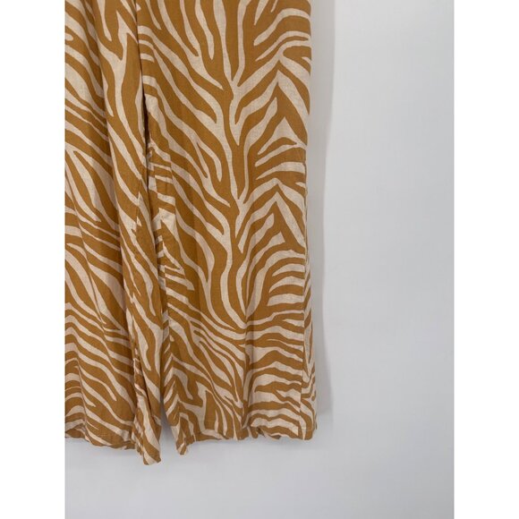 Rachel Zoe Zebra Print Linen Blend Wide-Leg Pants cropped size large - Picture 2 of 6